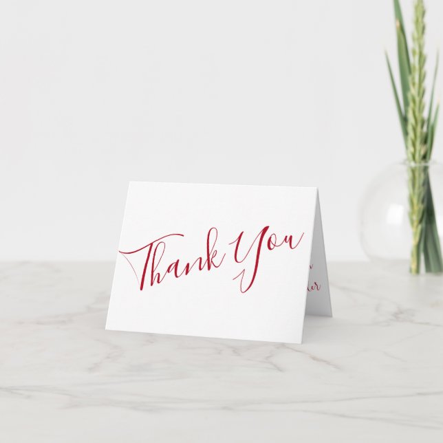 Red Rose Wedding Thank You Card (Front)