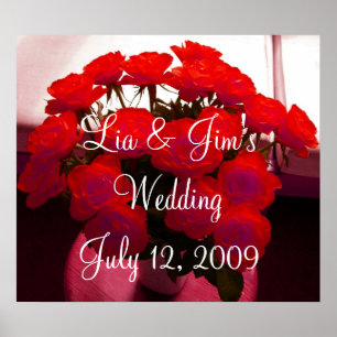 Red Rose Wedding Valentine Poster - Customisable