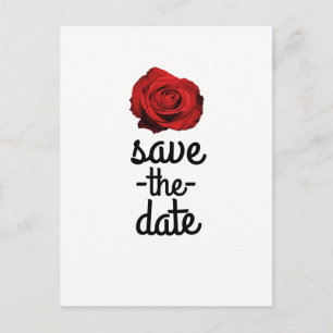 Red Rose White (Any Colour) Glam Save the Date Announcement Postcard