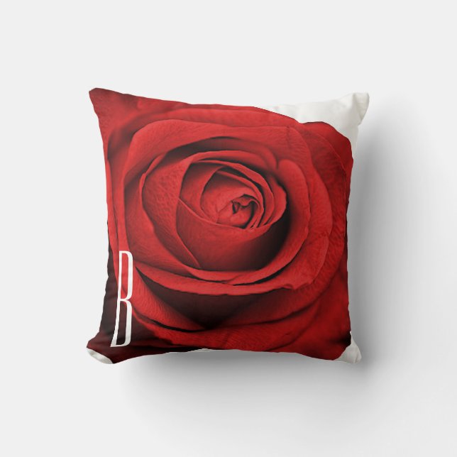 Red Rose White (Any Colour) Rustic Glam Custom Cushion (Front)