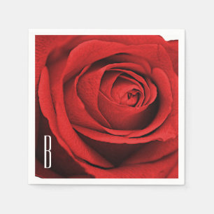 Red Rose White (Any Colour) Rustic Glam Monogram Napkin