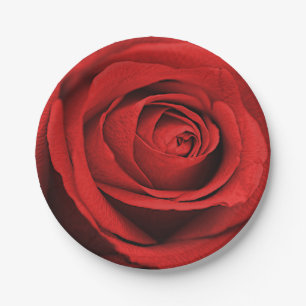 Red Rose White (Any Colour) Rustic Glam Wedding Paper Plate