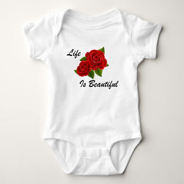 Red Rose White Baby Bodysuit (Front)