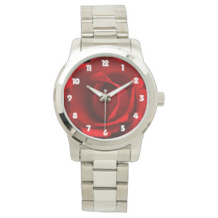 Red Rose White Fat Numbers Mens cn Watch
