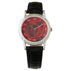 Red Rose White Roman Numbers wacna Watch