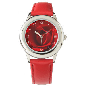 Red Rose White Roman Numbers wam Watch