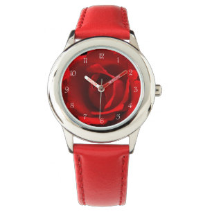 Red Rose White Script Numbers Kids cn Watch