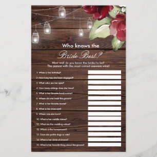 Red Rose Who Knows The Bride Best Game