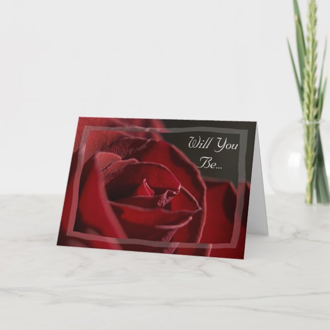 Red Rose Will You Be My Bridesmaid Invitation (Front)