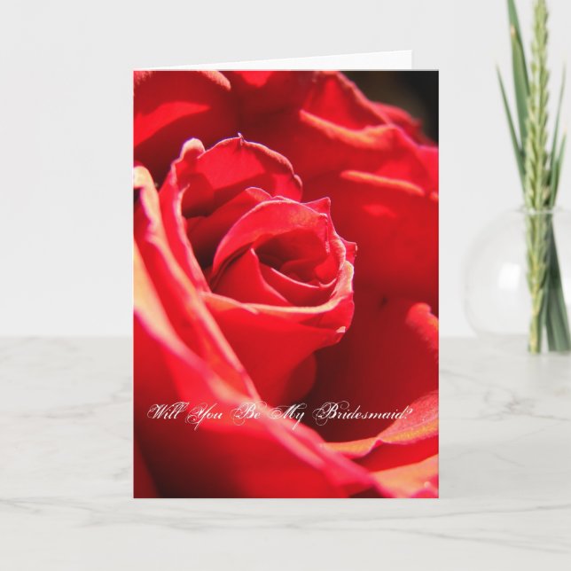 Red Rose, Will You Be My Bridesmaid? Invitation (Front)