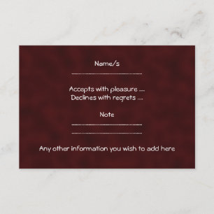 Red Rose. With Black and Deep Red. RSVP Card