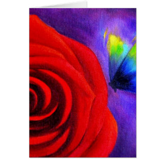 Red Rose With Butterfly Painting Art - Multi