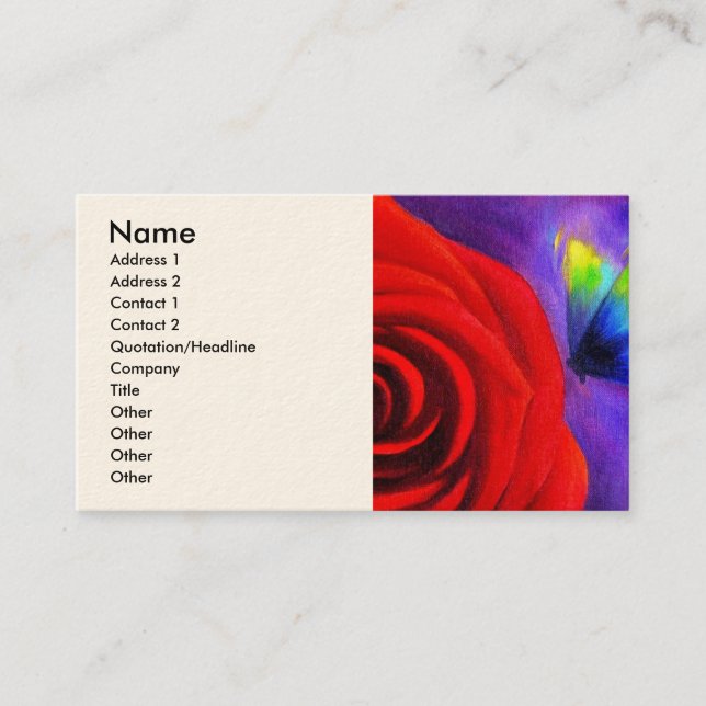 Red Rose With Butterfly Painting Art - Multi Business Card (Front)