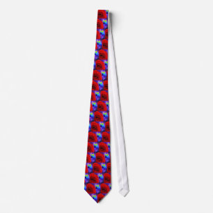 Red Rose With Butterfly Painting Art - Multi Tie