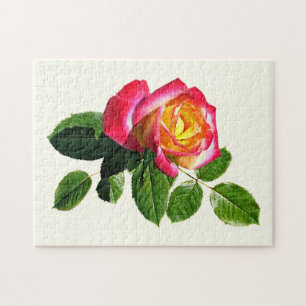 Red Rose With Golden Yellow Center Jigsaw Puzzle