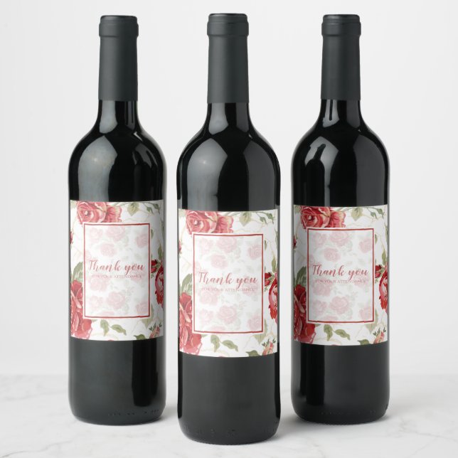 Red rose with white background print wine label (Bottles)