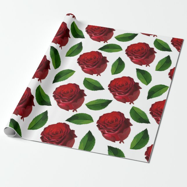 Red rose wrapping paper (Unrolled)