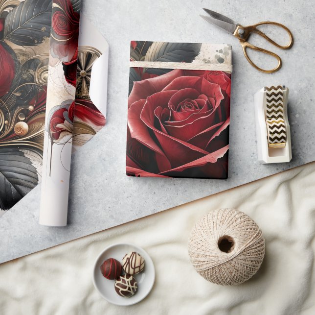 Red Rose Wrapping Paper (Crafts)