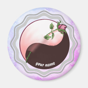 Red Rose yin yang magnet