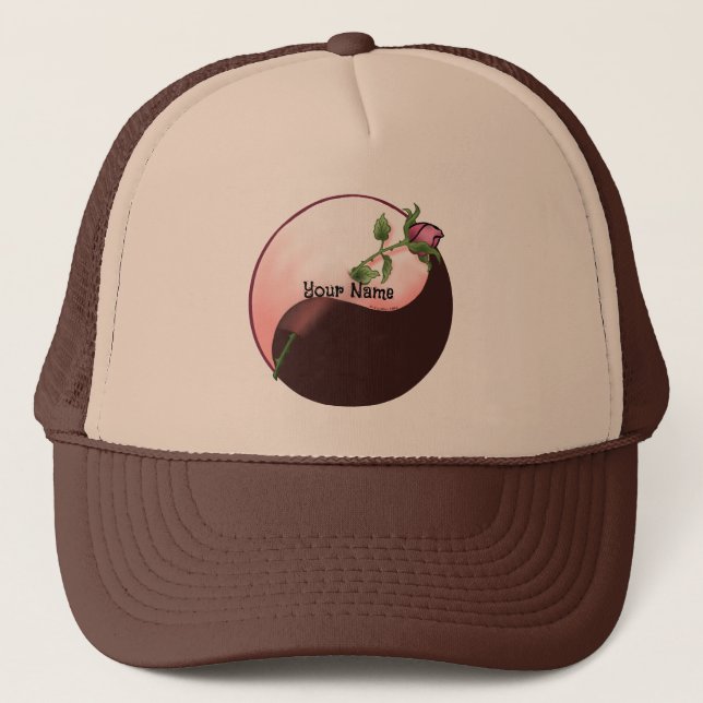 Red Rose yin yang Trucker Hat (Front)