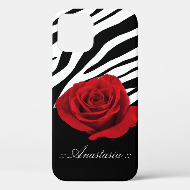 Red Rose Zebra Print personalised Case-Mate iPhone Case (Back)