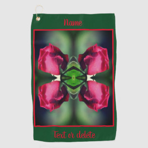 Red Rosebud Bending Abstract Personalised Golf Towel
