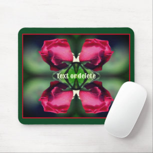 Red Rosebud Bending Abstract Personalised Mouse Mat