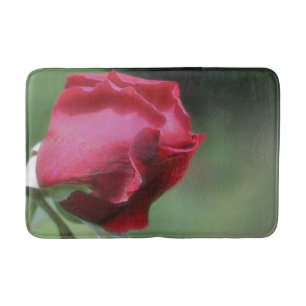 Red Rosebud Bending Flower   Bath Mat