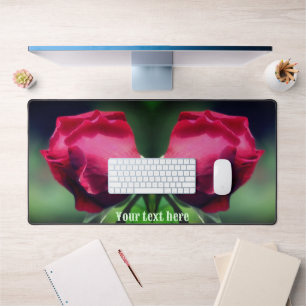 Red Rosebud Bending Flower Personalised Desk Mat