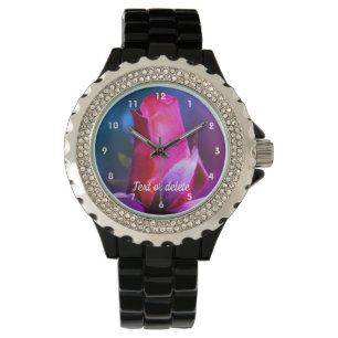 Red Rosebud Close Up Abstract Colours Personalised Watch