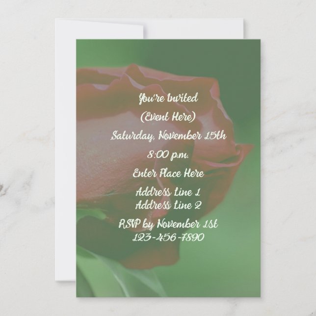 Red Rosebud Floral Party  Invitation (Front)