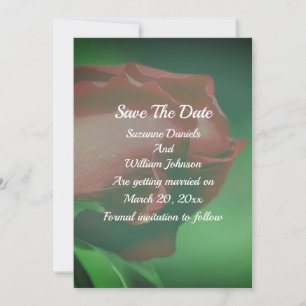 Red Rosebud Floral Wedding Save The Date
