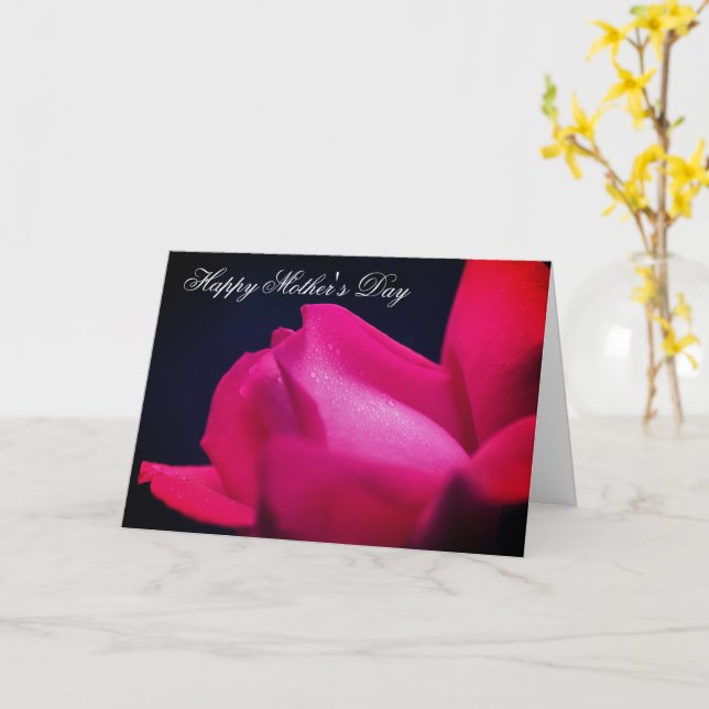 Red Rosebud Flower Mother's Day Card (Yellow Flower)