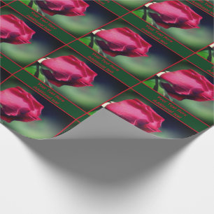 Red Rosebud Flower Nature Personalised Wrapping Paper