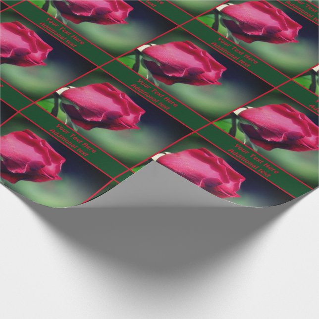 Red Rosebud Flower Nature Personalised Wrapping Paper (Corner)