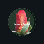 Red Rosebud Flower Personalised Wedding  Magnet<br><div class="desc">Lovely red and yellow rosebud flower photography by Susan wedding favour refrigerator magnet. Fill in your information in the template. Make more changes to text and font size, style, and colour by clicking on Customise. This design is available on many products in my gallery. Please visit Smilin' Eyes Treasures to...</div>