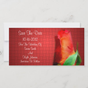 Red Rosebud Flower Wedding Save The Date