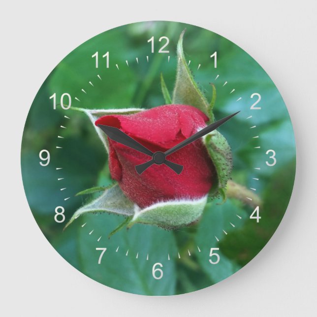 red rosebud large clock (Front)