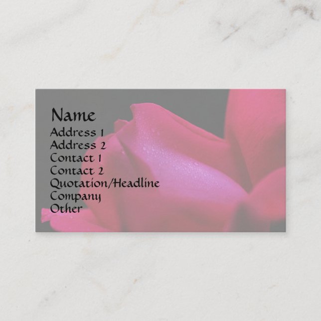 Red Rosebud Raindrops Floral Business Card (Front)