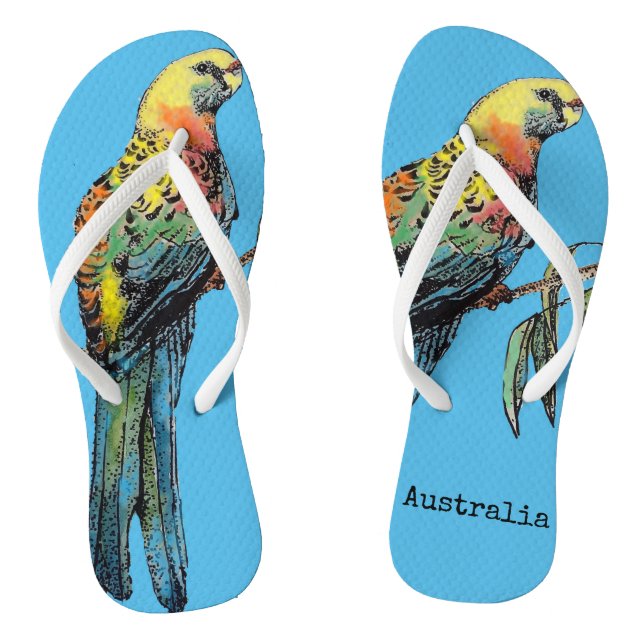 Red Rosella Australian Bird Birds Teal Blue Thongs (Footbed)
