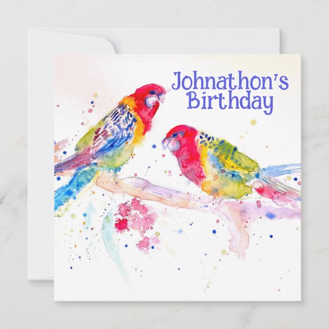 Red Rosella Parrot Boys Birthday Party Invitation (Front)