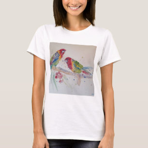Red Rosella Parrot Watercolour Painting T-Shirt