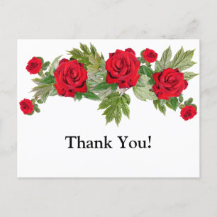 Red Roses 3 Thank You Graduation Postcard