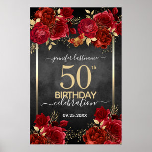 Red roses 50th birthday Large Format  Poster