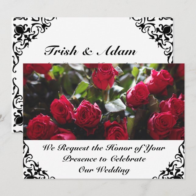 Red Roses 5" X 7" Invitation Card (Front/Back)