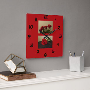 Red Roses Acrylic Wall Clock