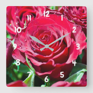 Red Roses Acrylic Wall Clock