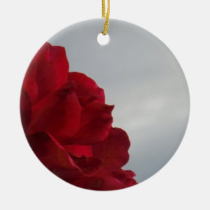 Red Roses Against a Bright Blue Sky Ceramic Tree Decoration