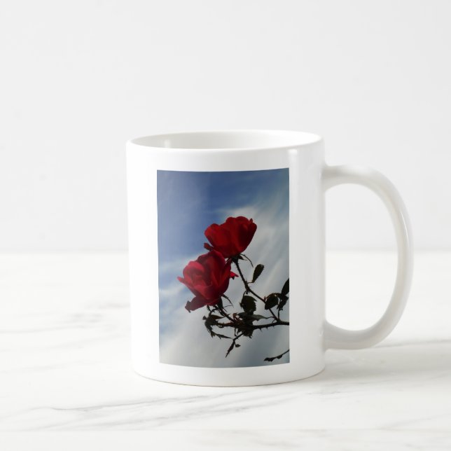 Red Roses Against a Bright Blue Sky Coffee Mug (Right)