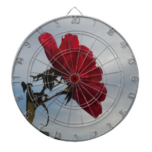 Red Roses Against a Bright Blue Sky Dartboard